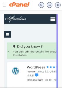 wordpress software install page
